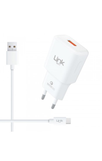 LinkTech T443 12W 2.4A QC3.0 Hızlı Şarj Aleti Type-C Kablo Set 1.2mt…