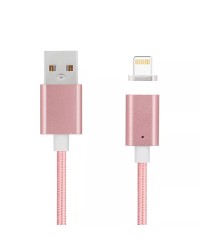 Manyetik Mıknatıslı iPhone Lightning Şarj Kablosu RoseGold Hasır-Örgü Ekstra Dayanıklı