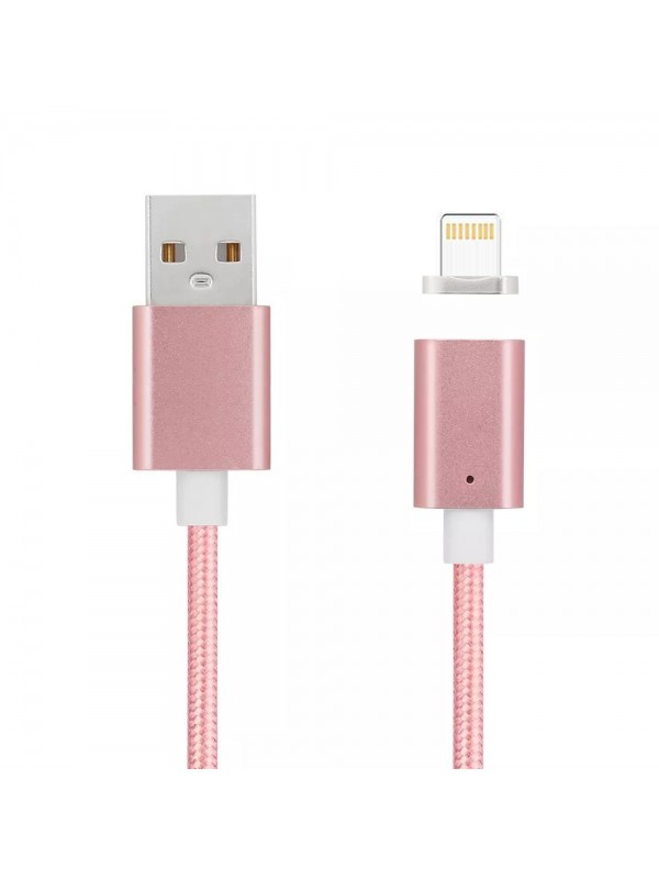 Manyetik Mıknatıslı iPhone Lightning Şarj Kablosu RoseGold Hasır-…
