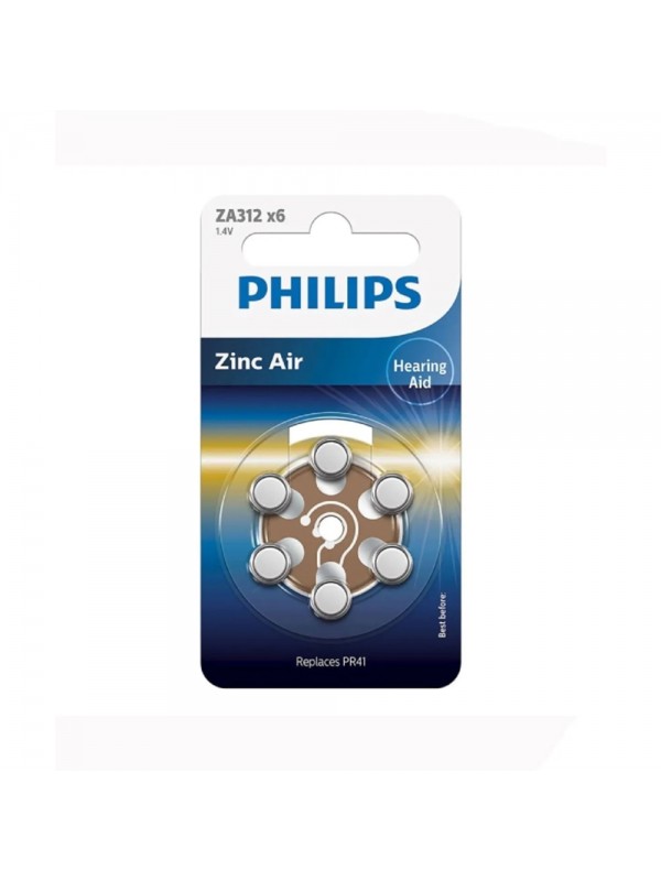 Philips ZA312 x6 PR41 İşitme Cihazı 1.4V Pil 6lı Paket 12 Numara…