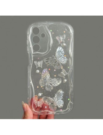 Samsung Galaxy A25 Kılıf 3D Kelebek Desen Kamera Korumalı Şeffaf Silikon Kapak