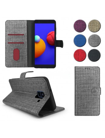 Samsung Galaxy A6 (A600) Kılıf FitCase Fabric Kapaklı Cüzdanlı