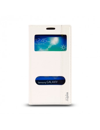 Samsung Galaxy Alpha (G850) Gizli Mıknatıslı Pencereli Magnum Kılıf Beyaz