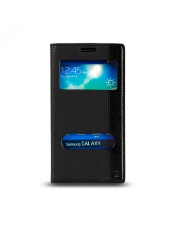 Samsung Galaxy E7 (E700) Gizli Mıknatıslı Pencereli Magnum Kılıf Siyah
