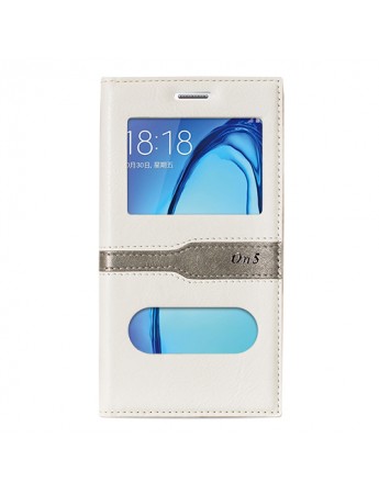 Samsung Galaxy On5 (G5520) Gizli Mıknatıslı Pencereli Magnum Kılıf Beyaz