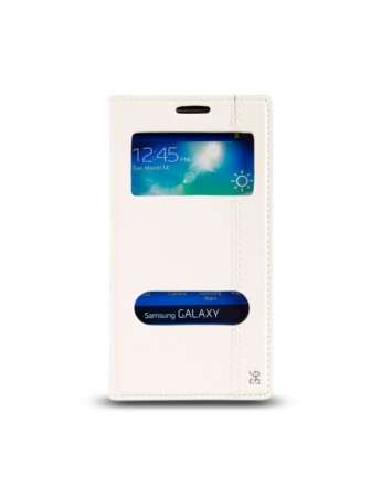 Samsung Galaxy S6 (G920) Gizli Mıknatıslı Pencereli Magnum Kılıf Beyaz