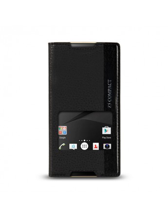 Sony Xperia Z5 Compact - Gizli Mıknatıslı Pencereli Magnum Kılıf Siyah