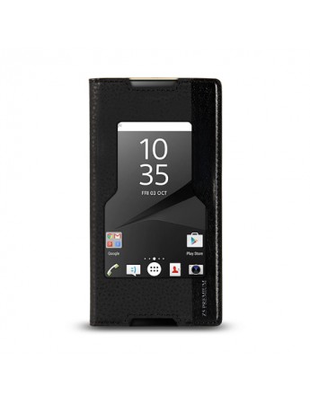 Sony Xperia Z5 Premium Gizli Mıknatıslı Pencereli Magnum Kılıf Siyah