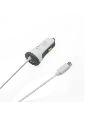 Syrox C26 Araç Şarj Aleti 3.4A Sabit Micro USB Kablo + USB Port Beyaz