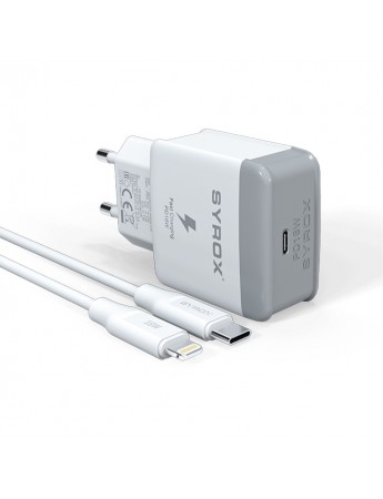 Syrox PD18L Type-C to Lightning Kablolu 18W PD 3A Hızlı Şarj Aleti Set