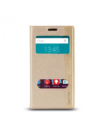 Vodafone Smart 7 Style Gizli Mıknatıslı Pencereli Magnum Kılıf Gold