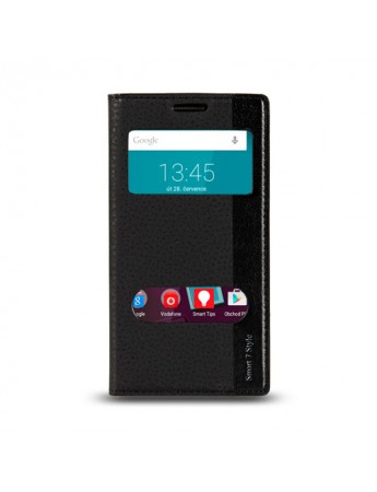 Vodafone Smart 7 Style Gizli Mıknatıslı Pencereli Magnum Kılıf Siyah